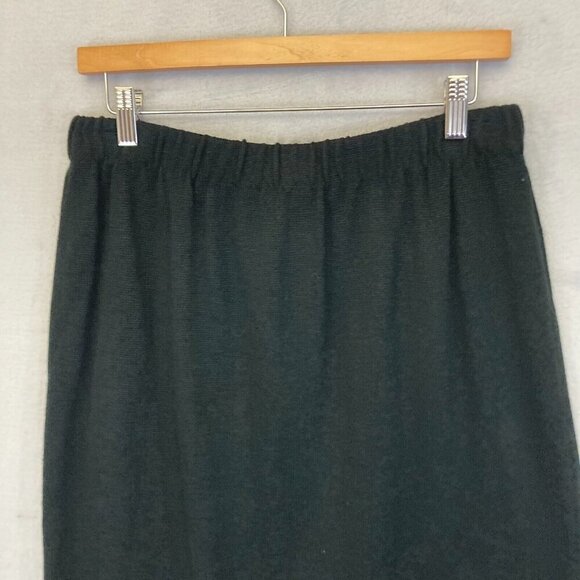 Vintage San Remo LauraKnits Knit Skirt Size Large L Black Knee Length Elastic - Picture 8 of 8
